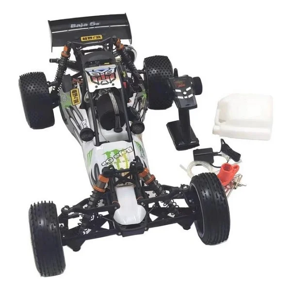 Sy Racıng 1/5 Baja 5b 30.5cc Rtr Kurşunsuz Benzinli Uzaktan Kumandalı Rc Arazi Model Araba 80+ Kmh 75cm Uzunluk Offroad Beyaz-Yeşil ( Kullanıma Hazır ) - Görsel 2