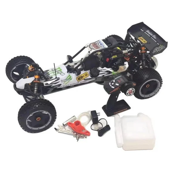 Sy Racıng 1/5 Baja 5b 30.5cc Rtr Kurşunsuz Benzinli Uzaktan Kumandalı Rc Arazi Model Araba 80+ Kmh 75cm Uzunluk Offroad Beyaz-Yeşil ( Kullanıma Hazır ) - Görsel 3