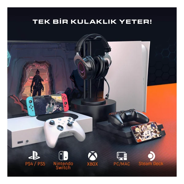 Fifine Ampligame H3 RGB Kablolu Mikrofonlu Kulak Üstü Oyuncu Kulaklığı - Görsel 2