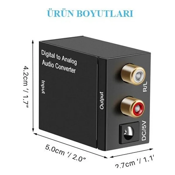 Digital To Analog Stereo Rca Optik Toslink Ses Çevirici Dönüştürücü - Görsel 3