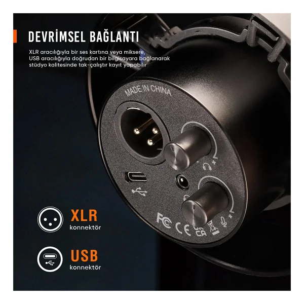 Fifine K688 Xlr/USB Dinamik Stüdyo Mikrofonu - Görsel 8