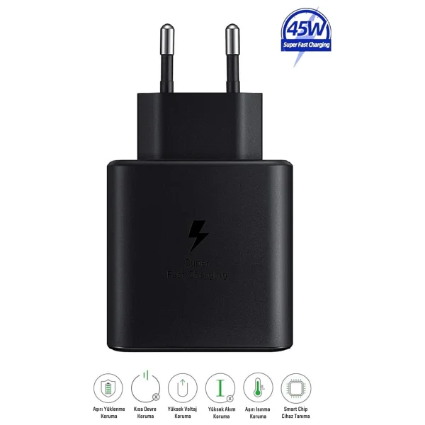 Samsung Galaxy S25 Fe Uyumlu 45w Type-C Girişli Super Hızlı Şarj Cihazı Adaptör - Ithalatçı Garantili - Beyaz - Görsel 10