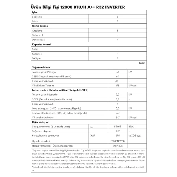 Regal 12000 Btu/H A++ R32 Inverter Duvar Tipi Klima - Görsel 3