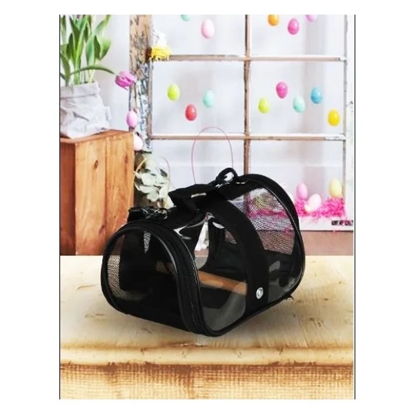 Black Crfat Kuş Taşıma Çantası Tünekli Siyah 18 X 18 X 30 - Görsel 3