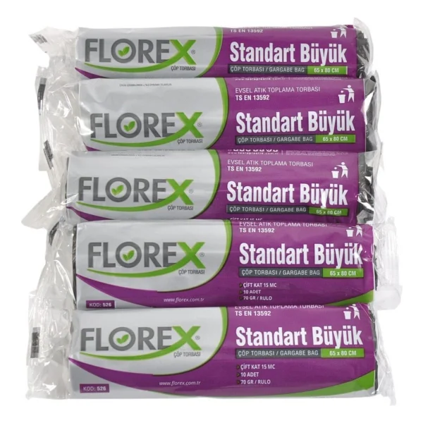 Florex Standart Büyük Boy Çöp Poşeti 10'lu 5 Adet - Görsel 2