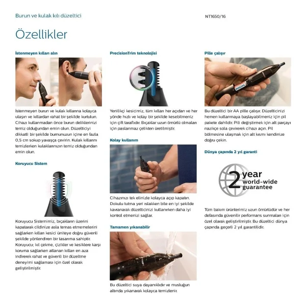Philips Kulak Burun Tüy Kıl Kesme Makinesi Evrekala Nose Trimmer - Görsel 2