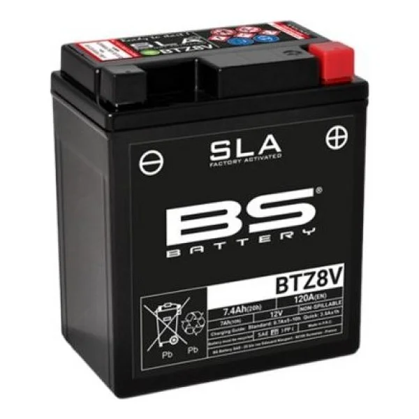 Bs Btz8v Sla 12 V 7.4 Ah 120 A En Motosiklet Aküsü - Görsel 2