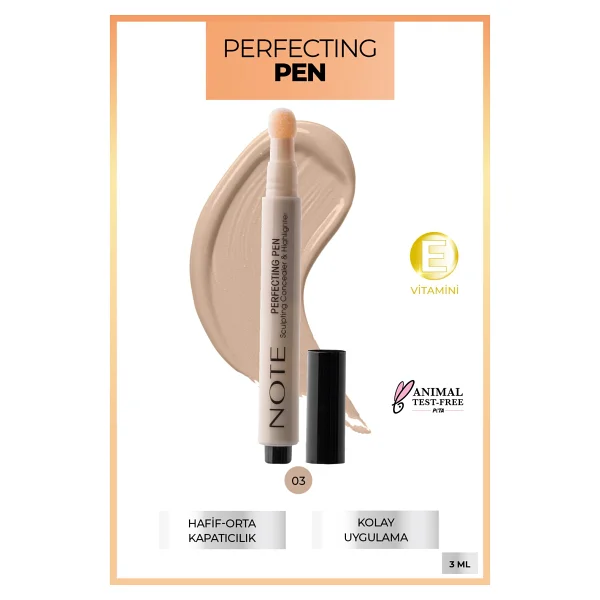 Note Perfecting Pen Aydınlatıcı Etkili 03 Light Beige 3 Ml Kalem Kapatıcı - Görsel 5