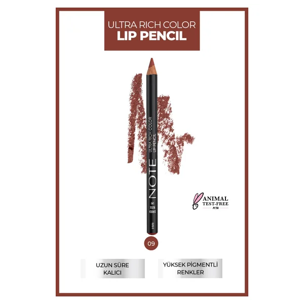 Note Ultra Rich Color Lip Pencil 09 Dried Rose Dudak Kalemi - Görsel 7