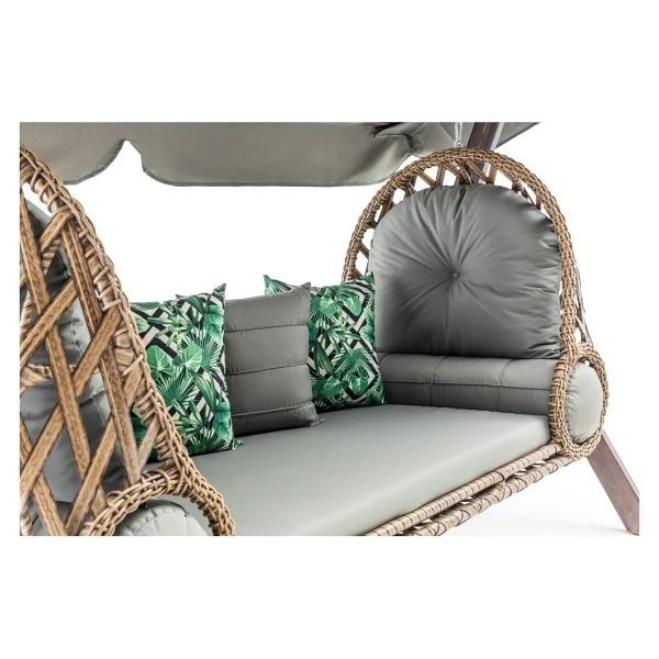 Hier Swing Saltanat Ahşap Rattan Salıncak Dış Mekan Bahçe Balkon Ve Teras Salıncağı Gri - Görsel 4