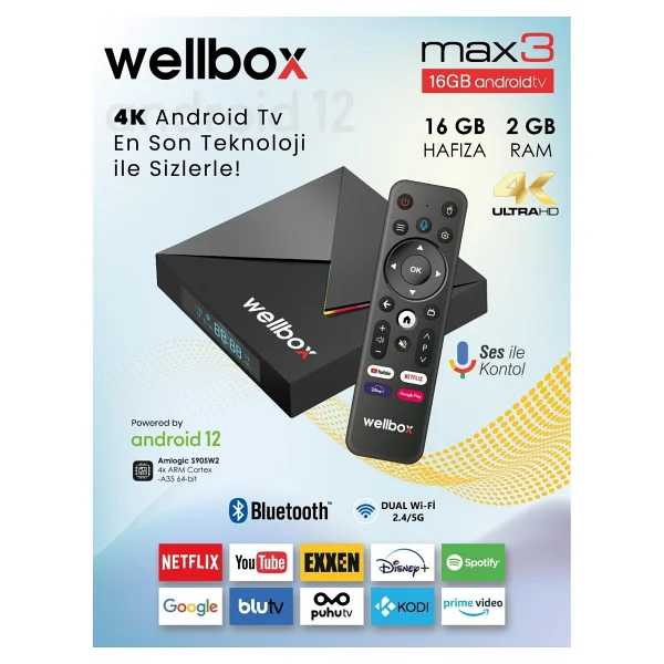Wellbox Max4 32 GB 4K Android TV Box - Görsel 2