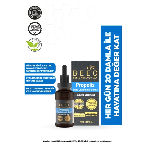 Bee'o Suda Çözünebilir Propolis Damla 20 Ml - 20 Gr - Görsel 8