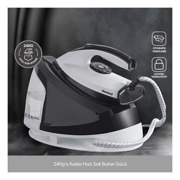Homend Steamwork 1167h Siyah Beyaz 2400 W Buhar Kazanlı Ütü - Görsel 8