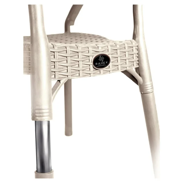 Bahex Bambu Rattan Kollu Sandalye Koltuk Dayanıklı Bahçe Sandalyesi Cappuccino - 4 - Görsel 2