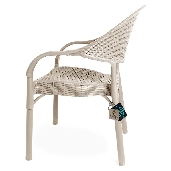Bahex Bambu Rattan Kollu Sandalye Koltuk Dayanıklı Bahçe Sandalyesi Cappuccino - 4 - Görsel 3