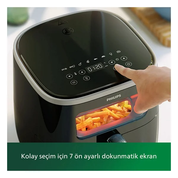 Philips Airfryer XL 5.6 Lt 1700 W Cam Hazne,7 Otomatik Program Yeni Seri Sıcak Hava Fritözü, Siyah - Görsel 2