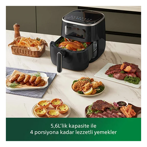 Philips Airfryer XL 5.6 Lt 1700 W Cam Hazne,7 Otomatik Program Yeni Seri Sıcak Hava Fritözü, Siyah - Görsel 4