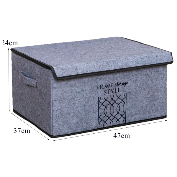 Pazar Kapısı Keçe Kapaklı Çok Amaçlı Maxi Kutu Gri 47x37x24 Cm - Görsel 2
