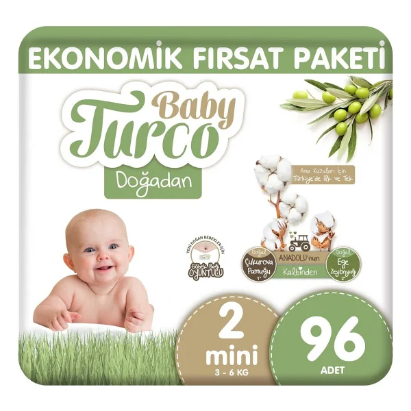 Baby Turco Doğadan 2 Numara Mini 96'lı Bebek Bezi - Görsel 7