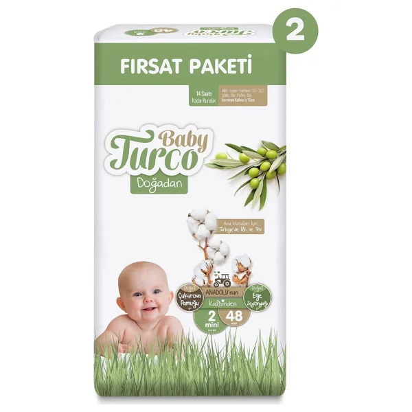 Baby Turco Doğadan 2 Numara Mini 96'lı Bebek Bezi - Görsel 2