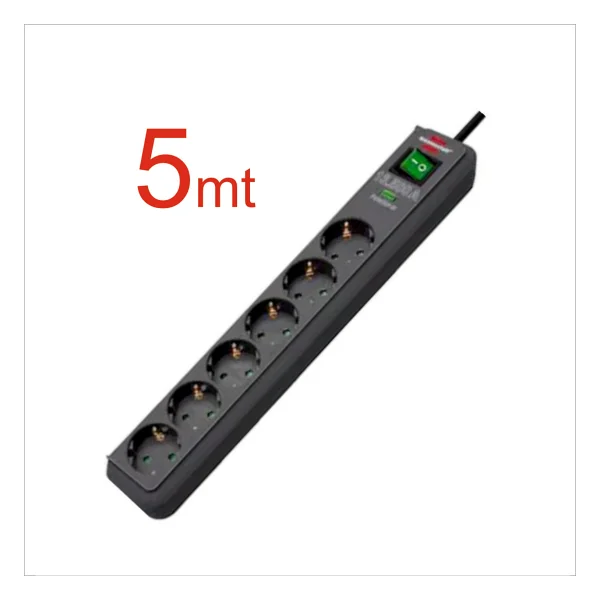 Brennenstuhl Eco Line Anahtarlı 5 M 6'lı Akım Korumalı Priz - Görsel 4