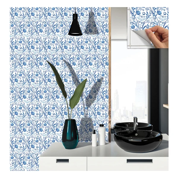 Tink Kendinden Yapışkanlı Mavi Sarmaşık Desenli Pvc Karo 30x30 Cm (11 Adet) 1m2 - Görsel 4