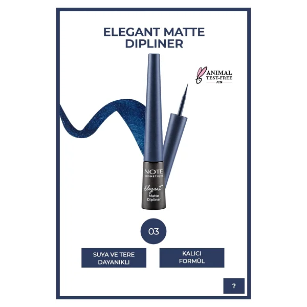 Note Elegant Matte Waterproof 03 Lacivert Dipliner - Görsel 7