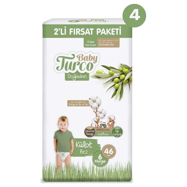 Baby Turco Doğadan 6 Numara Xlarge 184'lü Külot Bez - Görsel 2