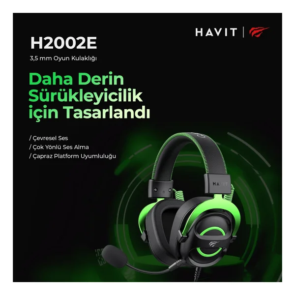 Havit Gamenote H2002e Kablolu Kulak Üstü Oyuncu Kulaklığı - Görsel 3