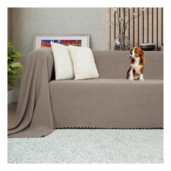 Latuda Concept Kaymaz Koltuk Örtüsü Çift Taraflı Mikrofiber Şönil 175x300 Cm Kapuçino - Kedi Köpek Ve Çocuk Dostu - 175 X 300 Cm - Görsel 8