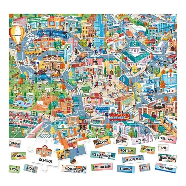 Headu 100 İngilizce Kelimeli Şehir Puzzle It21000 - Görsel 4
