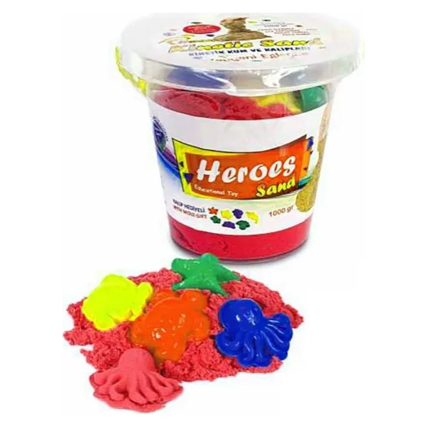 Heroes Kinetik Kum Kovalı Set Naturel Renk 1 Kg + 6 Parça Oyun Kalıbı - Görsel 3