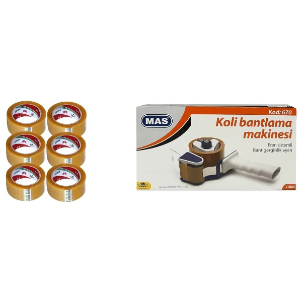 Vege 45x100 Koli Bantı 6'lı Ve Mas Koli Bant Makinesi Seti - Görsel 4