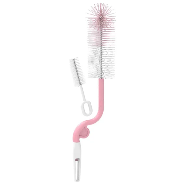 Babysoft Dönerli Biberon Ve Biberon Emziği Temizleme Fırça Seti Pembe - Görsel 2