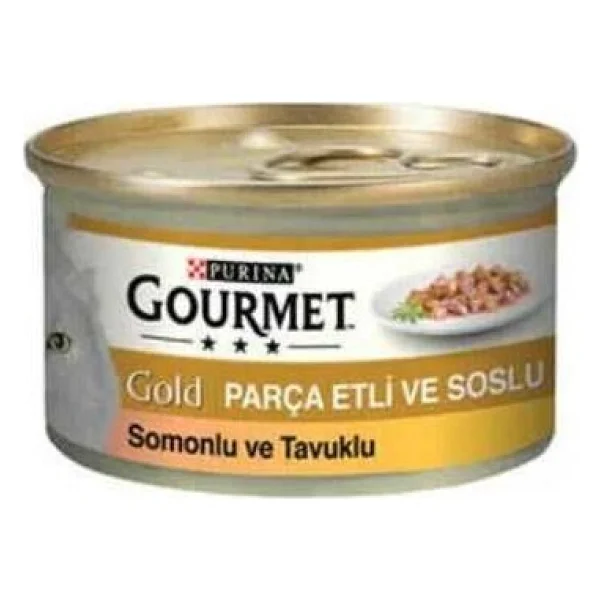 Gourmet Gold Parça Etli Soslu Somonlu Ve Tavuklu 85 Gr Yetişkin Kedi Konservesi - Görsel 4