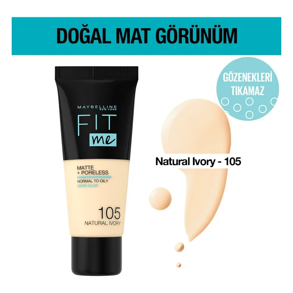 Maybelline Fit Me Matte + Poreless 250 Sun Beige 30 Ml Likit Fondöten - Görsel 8