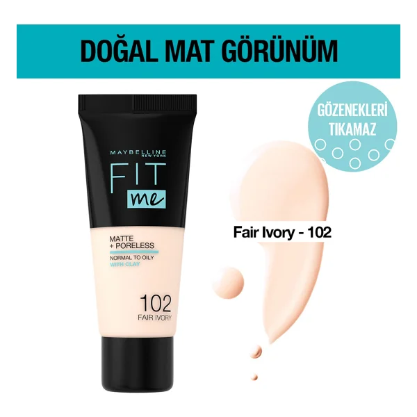 Maybelline Fit Me Matte + Poreless 250 Sun Beige 30 Ml Likit Fondöten - Görsel 6