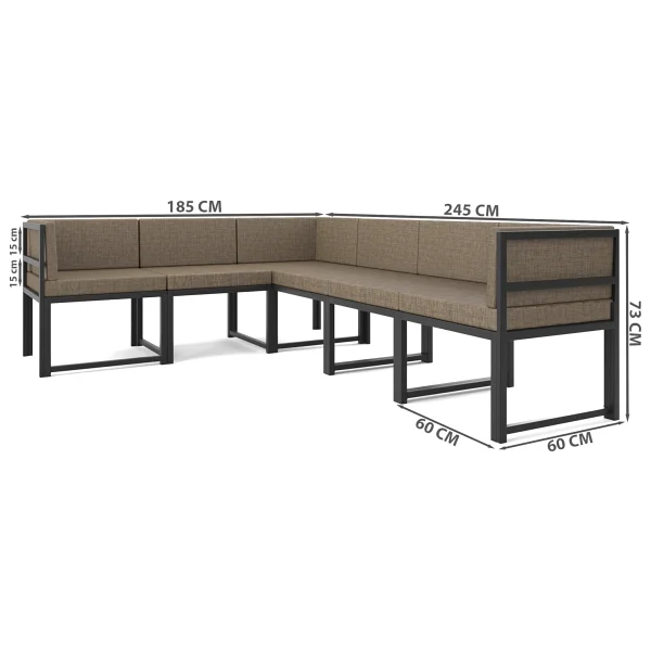 Wood House Parla 6'lı Koltuk Köşe Takımı - Kahve - Görsel 3