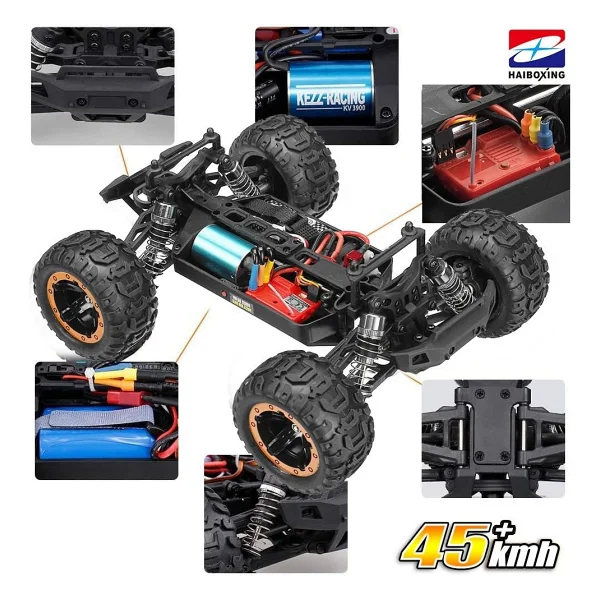 Haiboxing 1/16 45 Km+ Sürat Destroyer RTR Elektrikli 4WD Brushless Fırçasız Truck Turuncu Uzaktan Kumandalı Model Araba - Görsel 6
