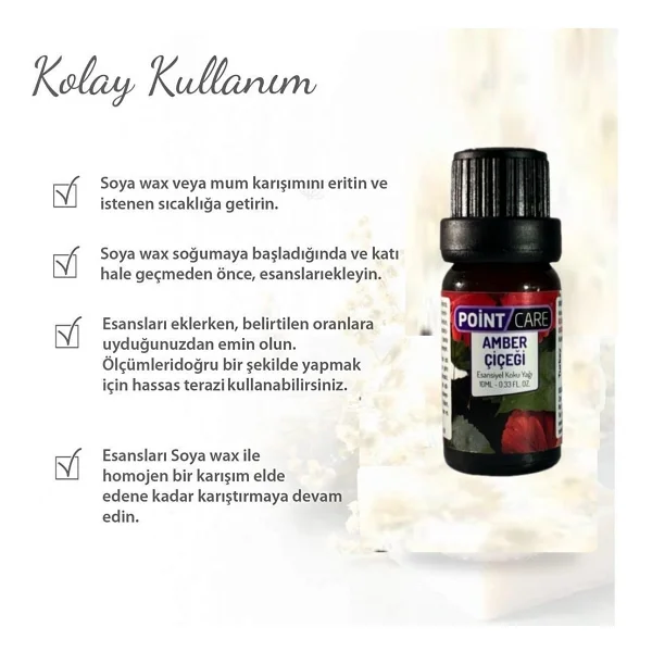 Ay Magnet Point Care Amber Çiçeği Kokulu Mum Esansı 10ml , Mum Koku Soya Wax Esansı (1 Adet) - Görsel 3