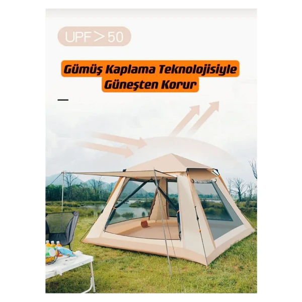 240x240x155 Cm Tenteli 6 Kişilik Otomatik Çadır - Görsel 7