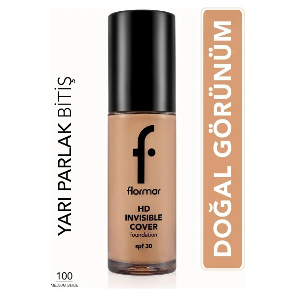 Flormar Invisible Cover HD Yarı Parlak Bitişli Spf 30 120 Honey 30 Ml Likit Fondöten - Görsel 7