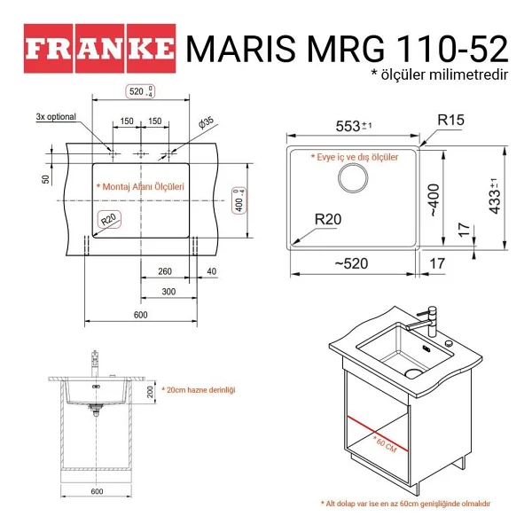 Franke Maris Mrg 210/110-52 Oyster Granit Eviye - Görsel 3