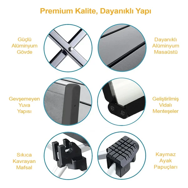 Haegs Full Alüminyum Katlanır Kamp Sehpası, Piknik, Plaj, Ourdoor Hafif Kamp Masası - Piknik Masası - Küçük Boy - Gümüş - Görsel 4