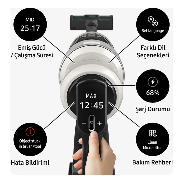 Samsung Bespoke Jet AI Complete Vs25c9754qg/Tr Şarjlı Dikey Süpürge - Görsel 6