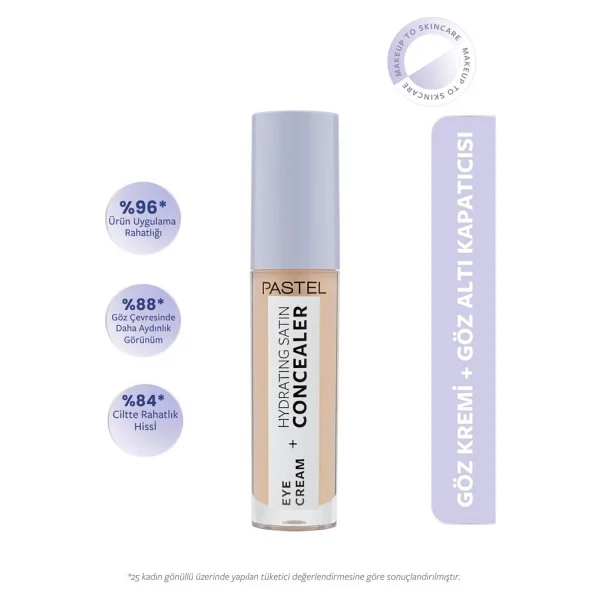 Pastel Eye Cream + Hydrating Satin 62 Ivory 4.3 Ml Likit Kapatıcı - Görsel 9