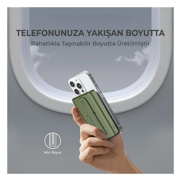 Bix Pb105 Yeşil 10000 mAh Hızlı Şarj Kablosuz Powerbank - Görsel 4