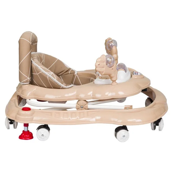 Tommybaby Müzikli Ve Oyuncaklı Bebek Yürüteci - Ekstra Dolgulu Şilte, Ayarlanabilir Yükseklik, Sağlam Tekerlek Ve Katlanabilir Ergonomik Tasarım - Kahverengi - Görsel 3