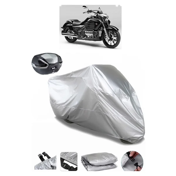 Honda Valkyrie F6c Arka Çanta Uyumlu Motosiklet Brandası Lüx Premium Kalite - Gri - Görsel 6