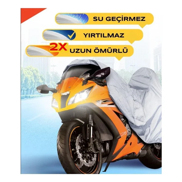 Honda Valkyrie F6c Arka Çanta Uyumlu Motosiklet Brandası Lüx Premium Kalite - Gri - Görsel 2